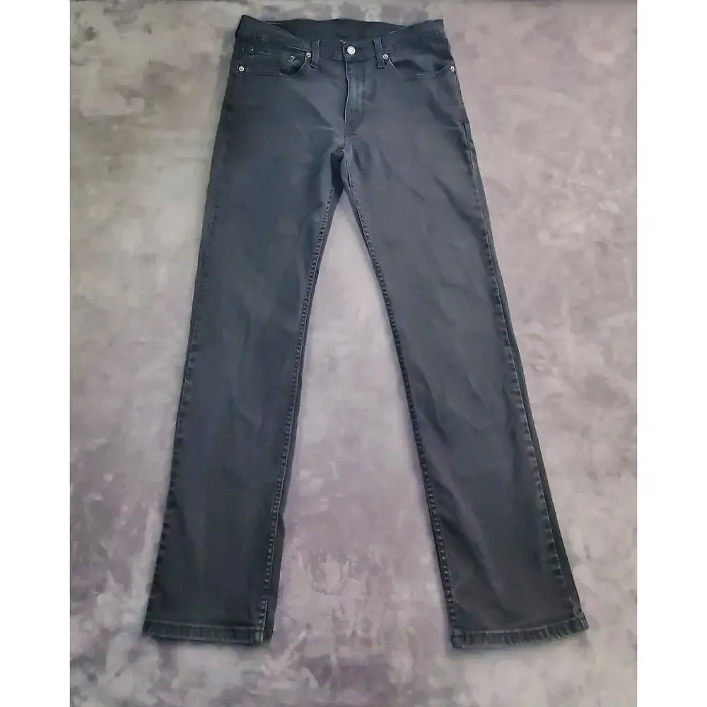 Levis 514 Black Jeans Mens Size 34x34 Slim Straight Fit Cotton Blend C24-12